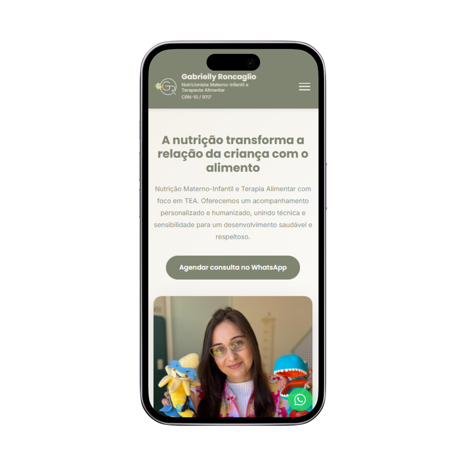 One Page Mobile Gabrielly Roncaglio Nutricionista